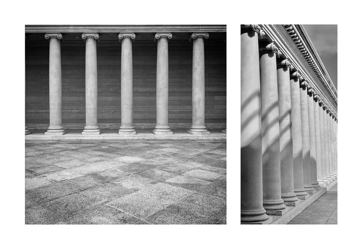Black & White Columns from Two Perspectives 
