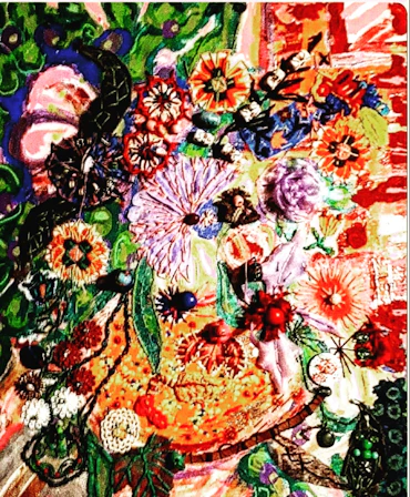 The vase in the corner of the room