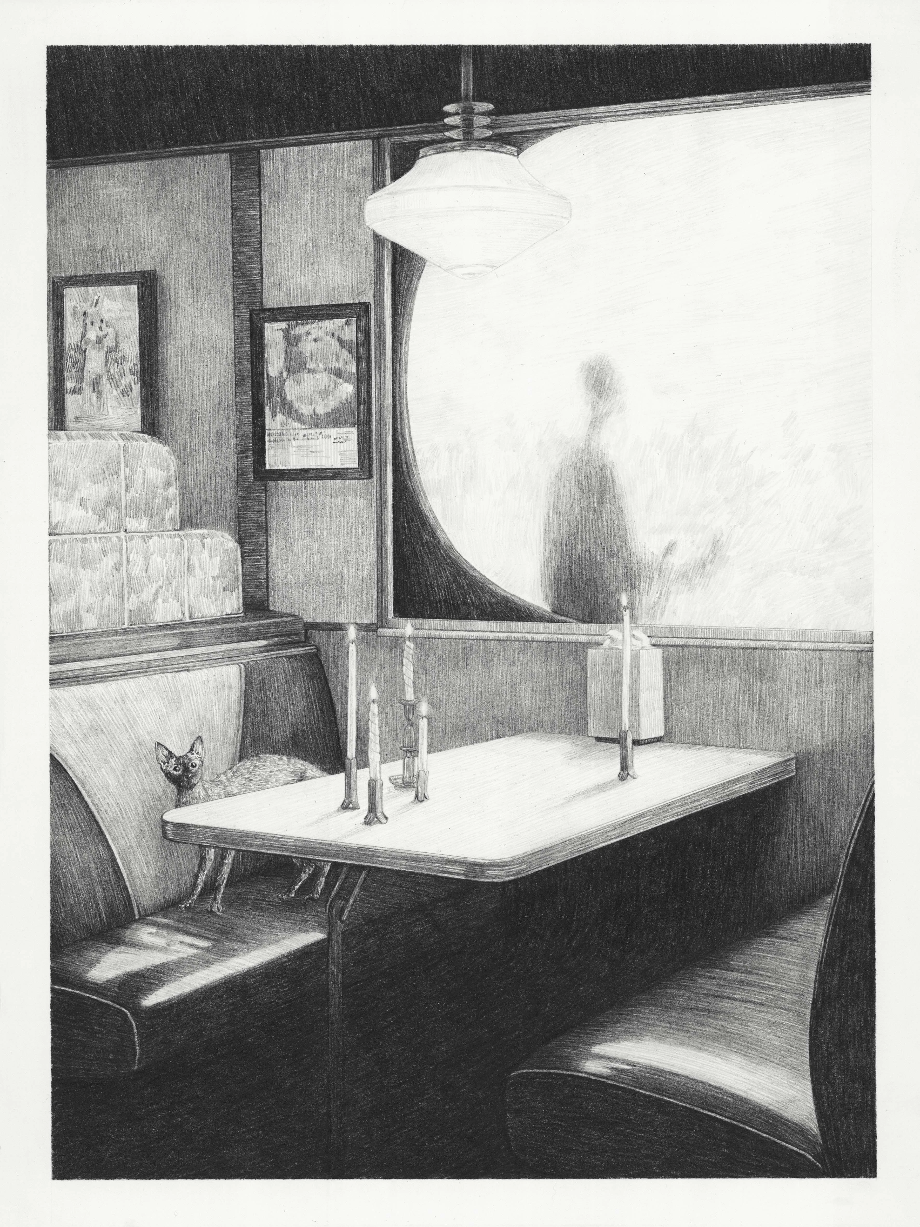 Graphite on paper, mounted to panel