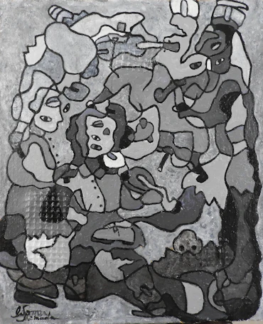 Play the violin (black and white)