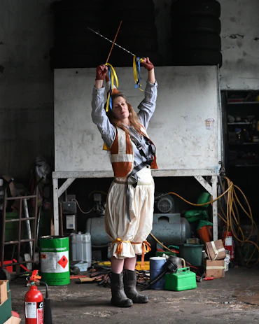 Cone Dancer Performs ' the crossing of the dipsticks' , Bath