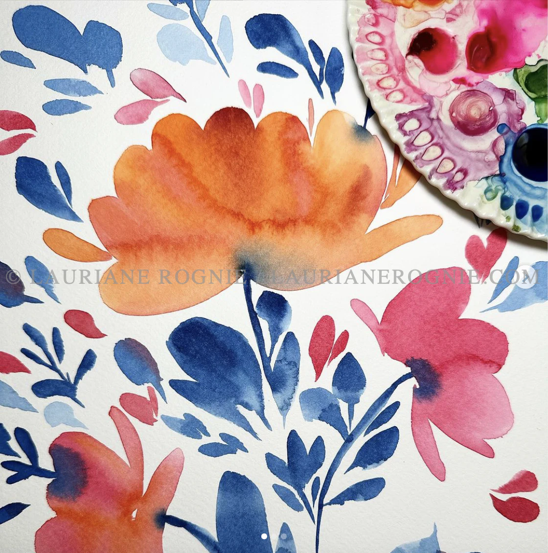 Bohemian orange & blue Flowers