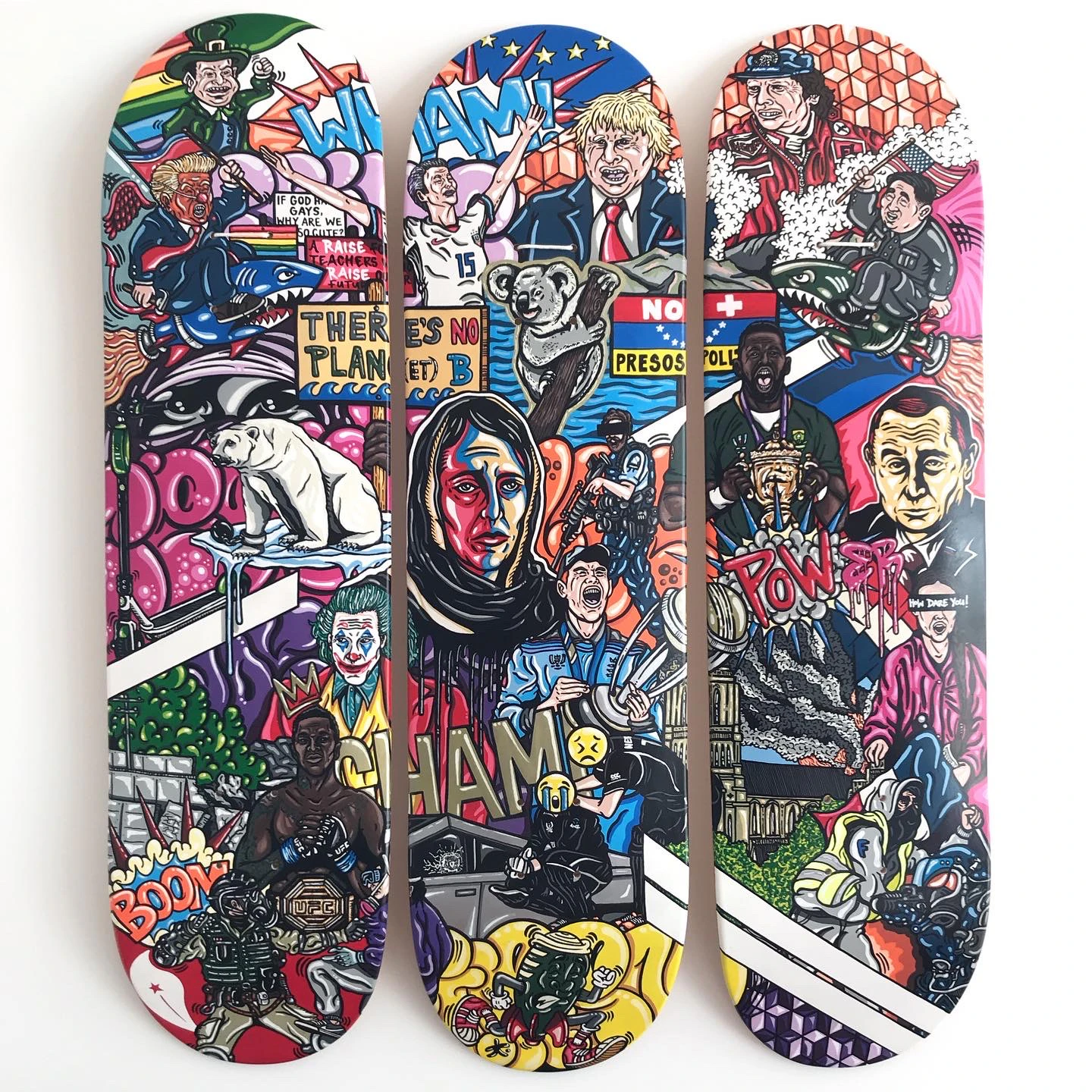 Commissioned skateboard triptych’s