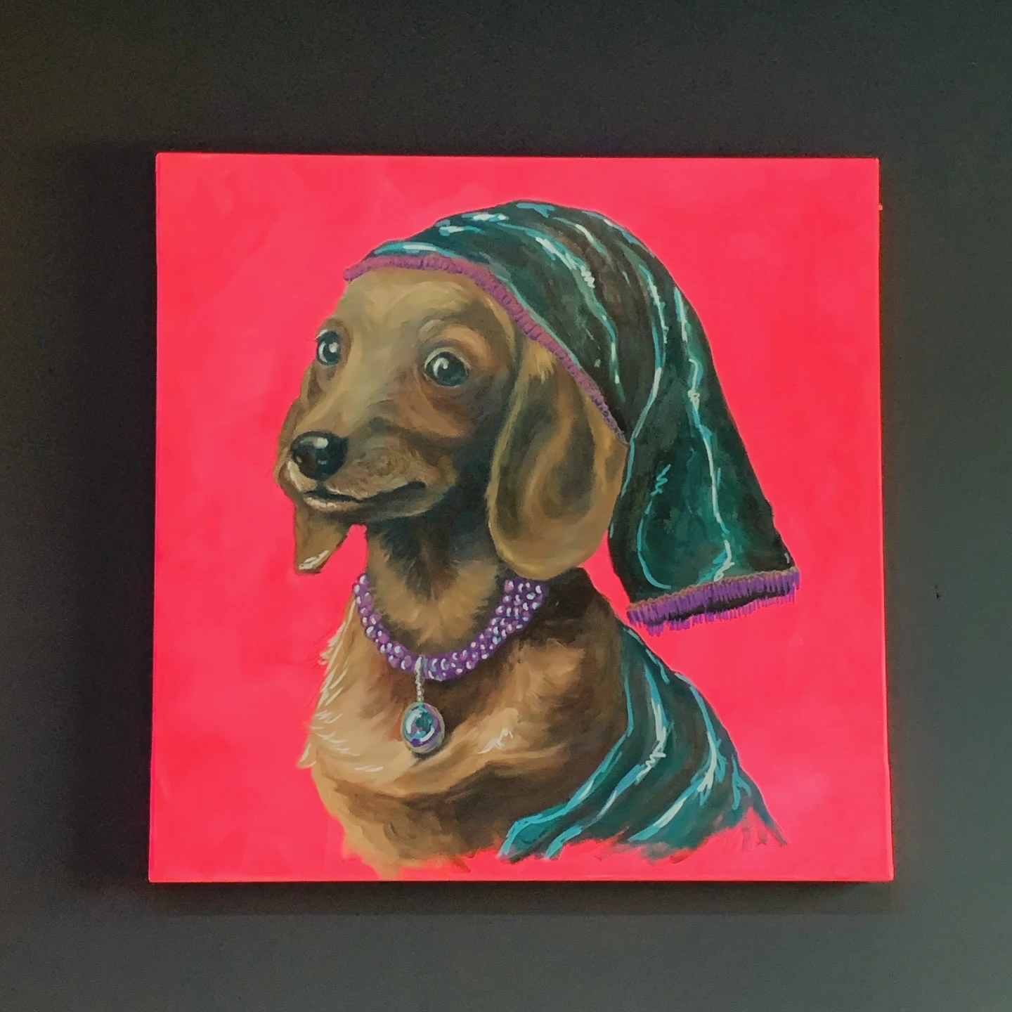 Dachshund with a Pearl Necklace