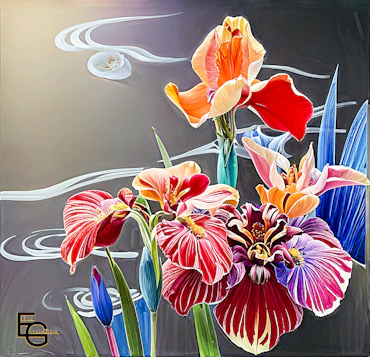 Still Life nature morte A vibrant bouquet of colorful flowers, including daisies and gerberas