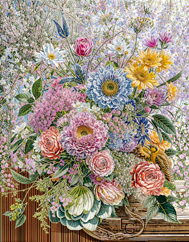 A vibrant bouquet of various flowers