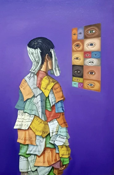a series of paintings looking at an empty wall