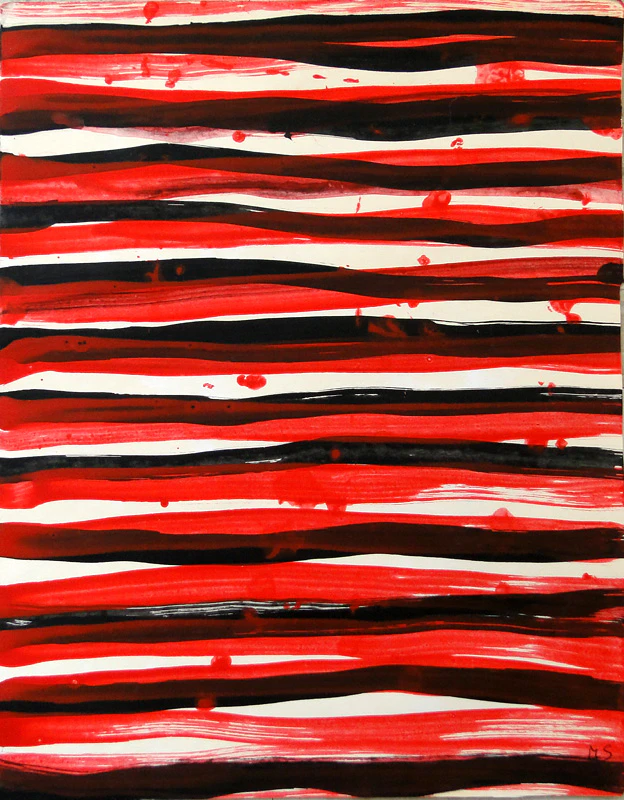 Red, Black Strips IX, small, 2015