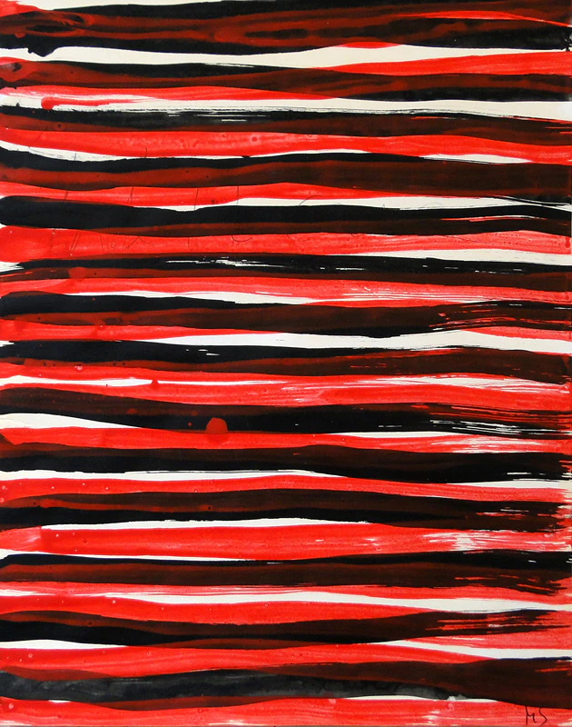 Red, Black Strips X, small, 2015