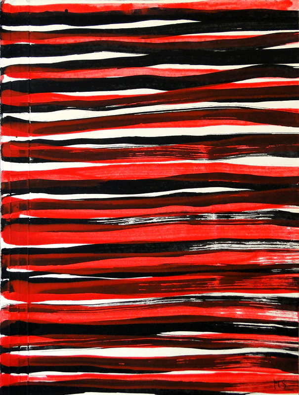 Red, Black Strips XI, small, 2015