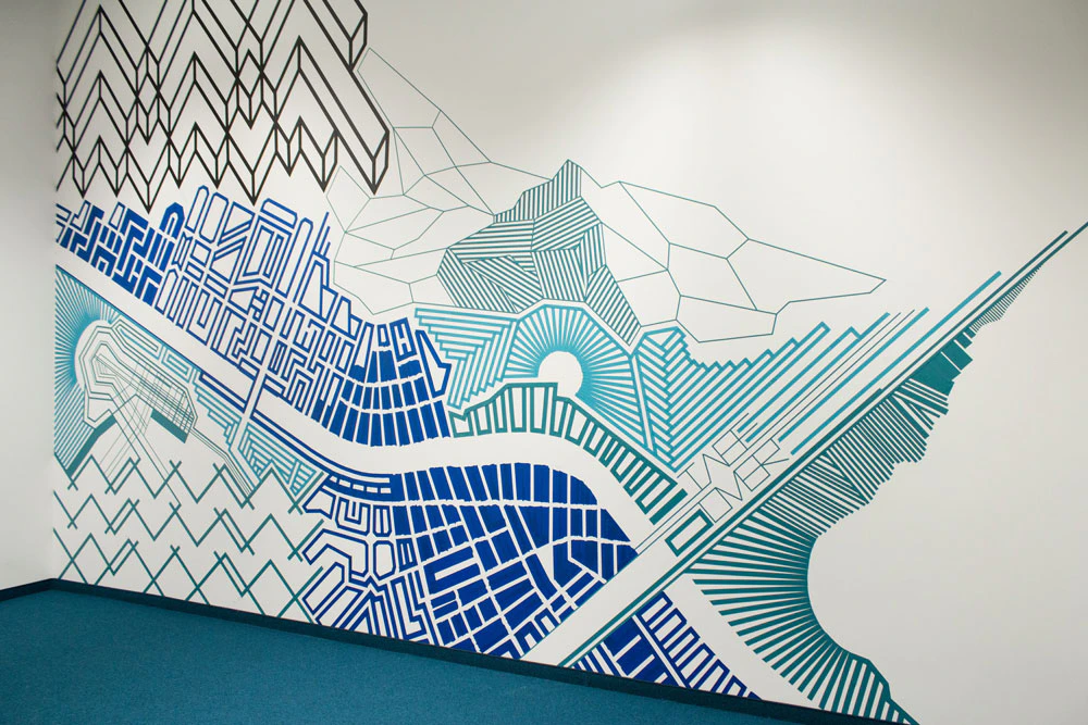 BLUEPRINT - TAPE ART MURAL by TAPE OVER...