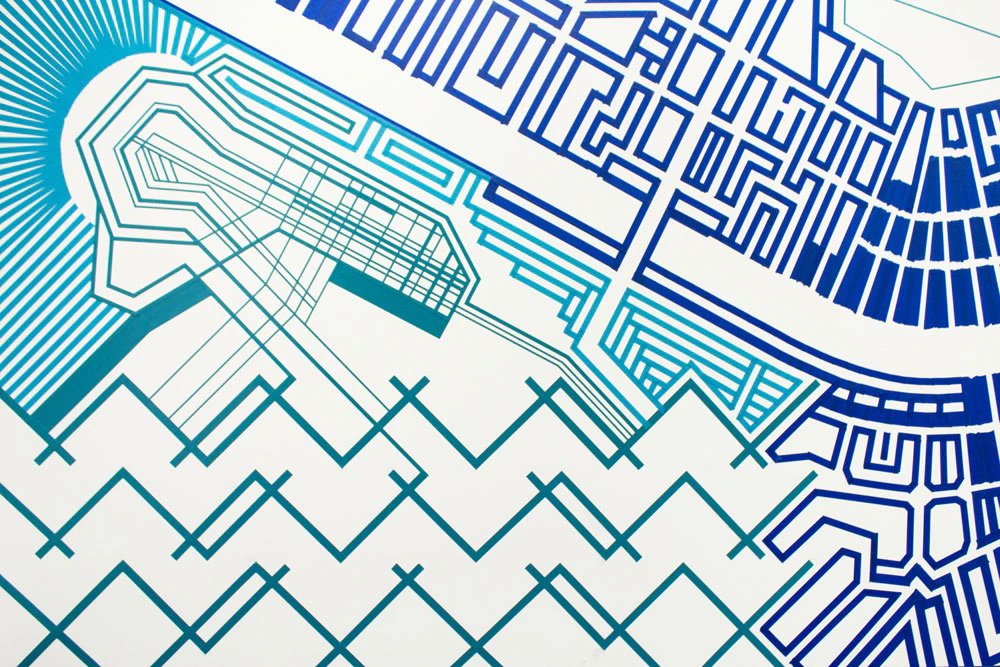 BLUEPRINT - TAPE ART MURAL by TAPE OVER...