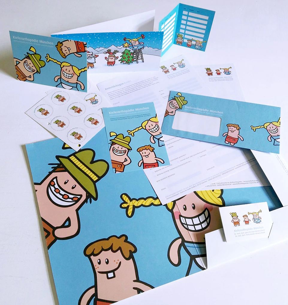 Logo, characters and corporate design for children orthodontics