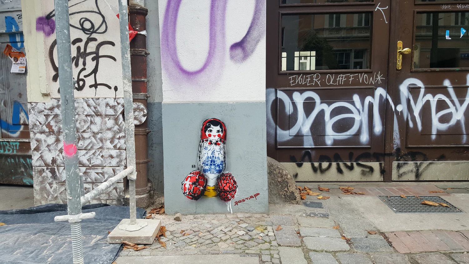 East vs. West (Matryoshka Russian Doll)- Stencil Street Art by Ostap by OSTAP (OST.UP)...