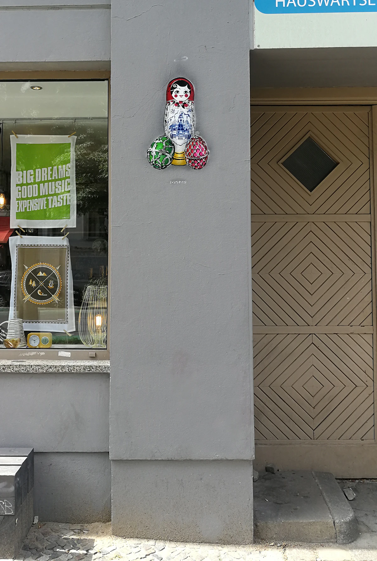 East vs. West (Matryoshka Russian Doll)- Stencil Street Art by Ostap by OSTAP (OST.UP)...