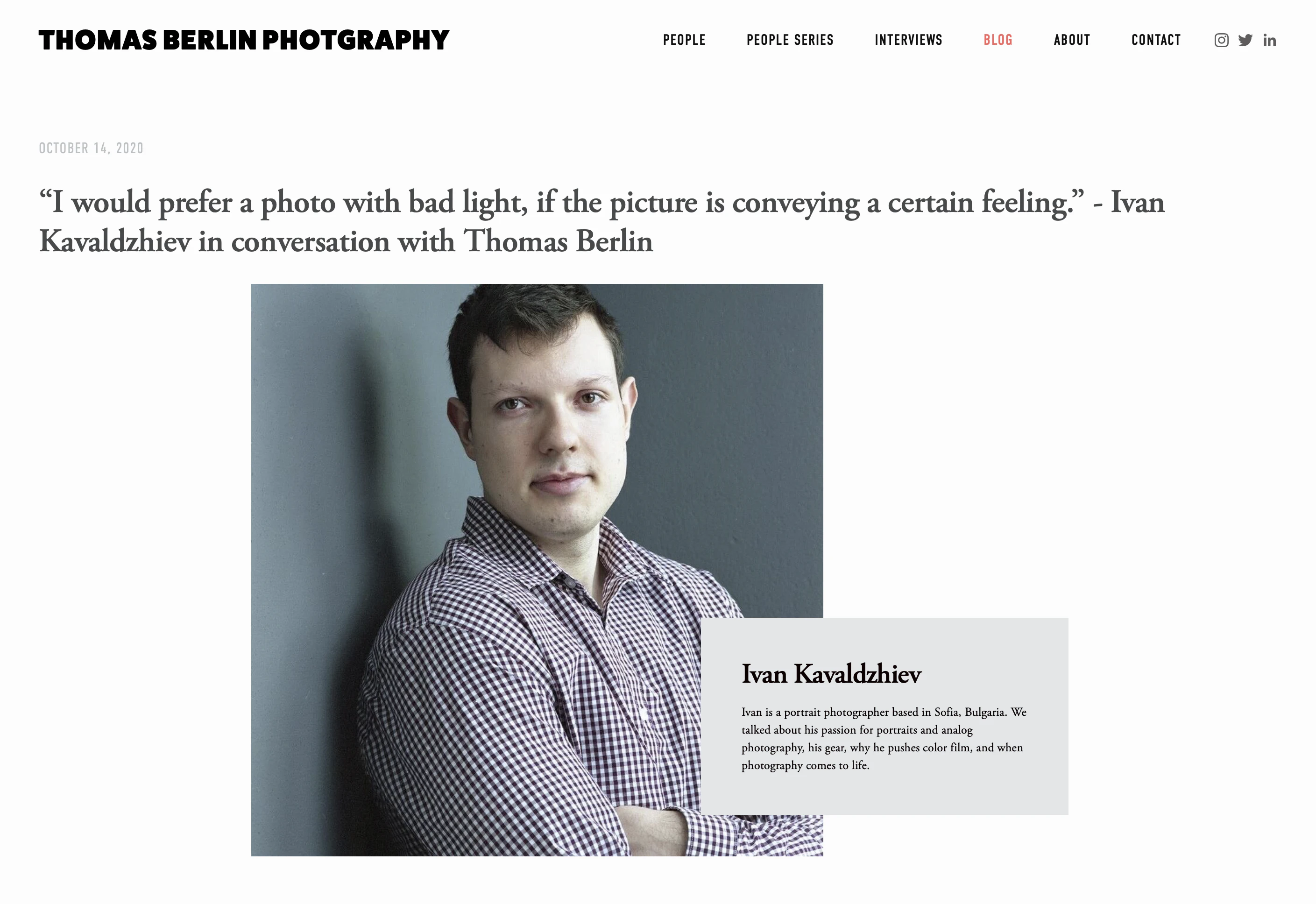 Photographer Ivan Kavaldzhiev in conversation with Thomas Berlin