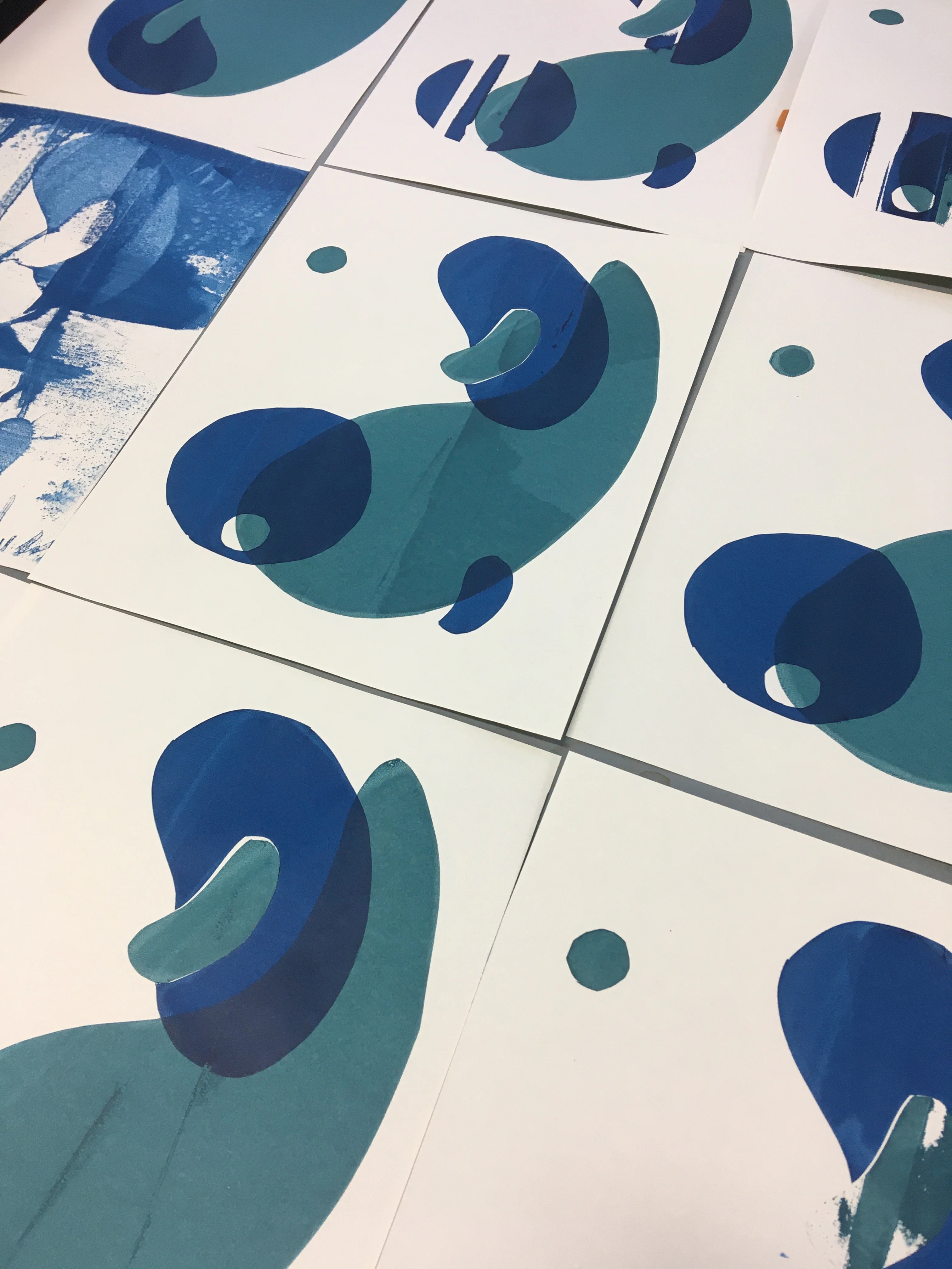 Introductory screen prints by Olivia Crawley...