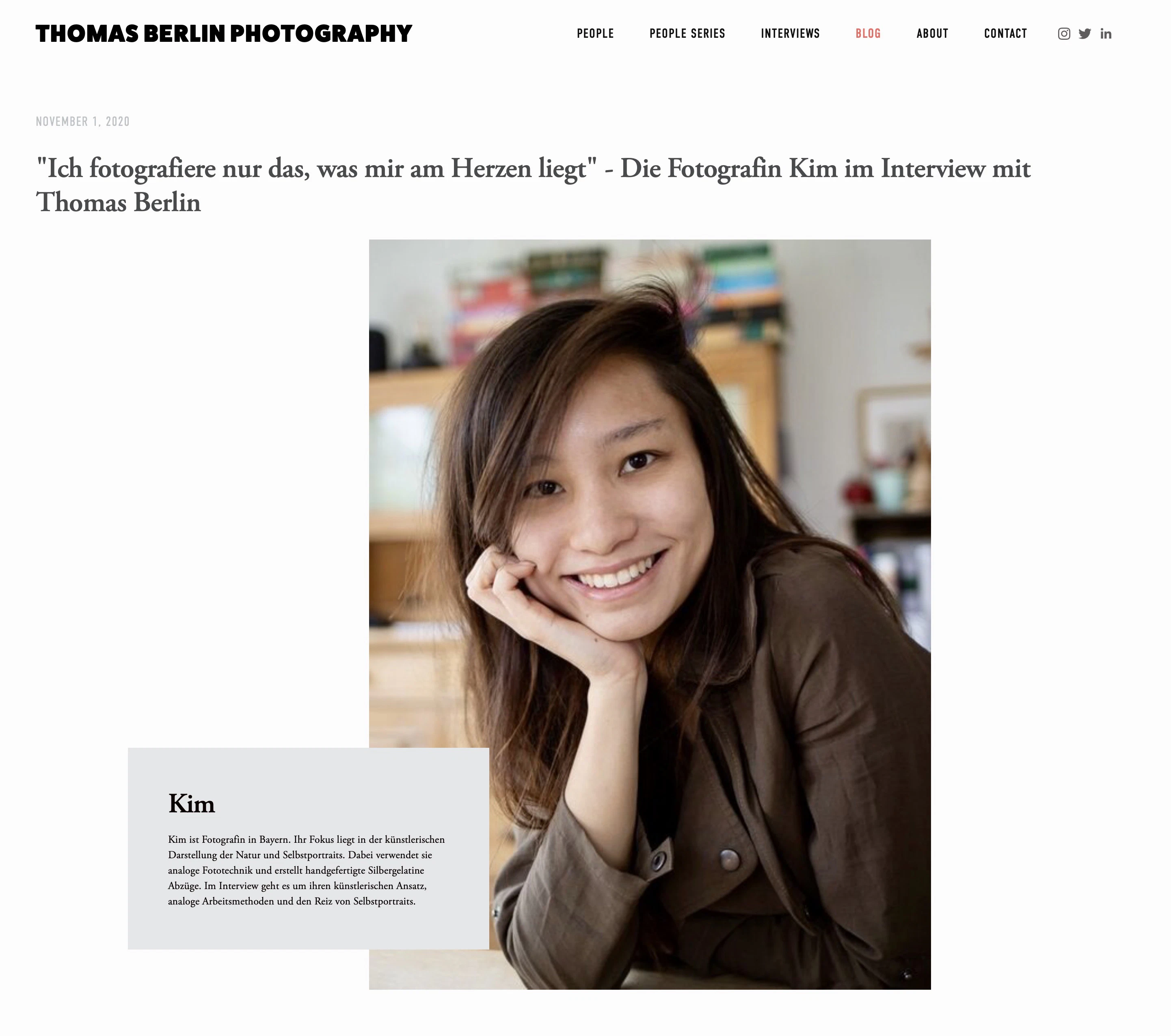 "Ich fotografiere nur das, was mir am Herzen liegt" - Die Fotografin Kim im Interview mit Thomas Berlin 