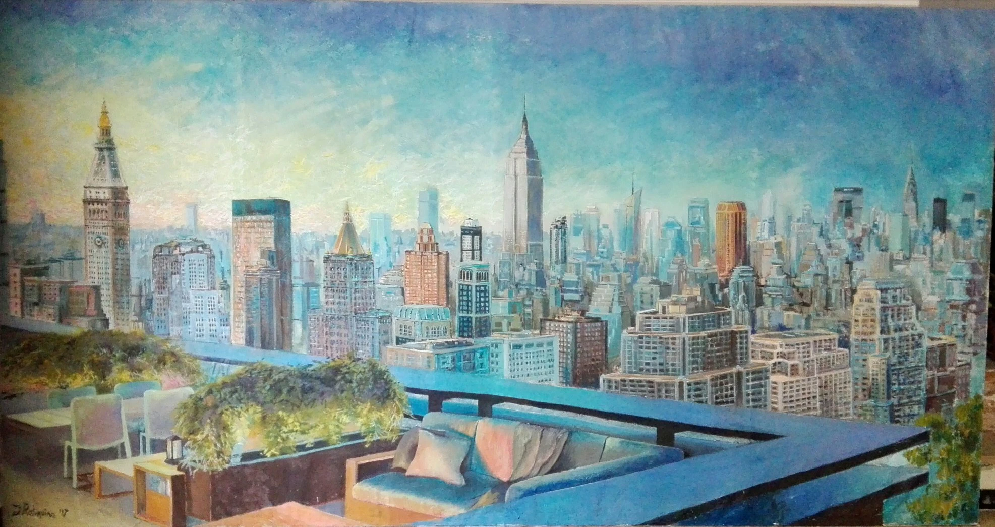 Acrylic on canvas ," Manhattan Skyline "