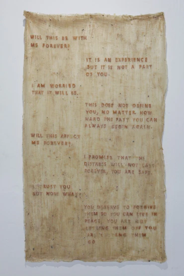 Healthy Adult: I Am Safe, 2021. Latex and Sand [Mixed Media Poster], 120x83cm.
