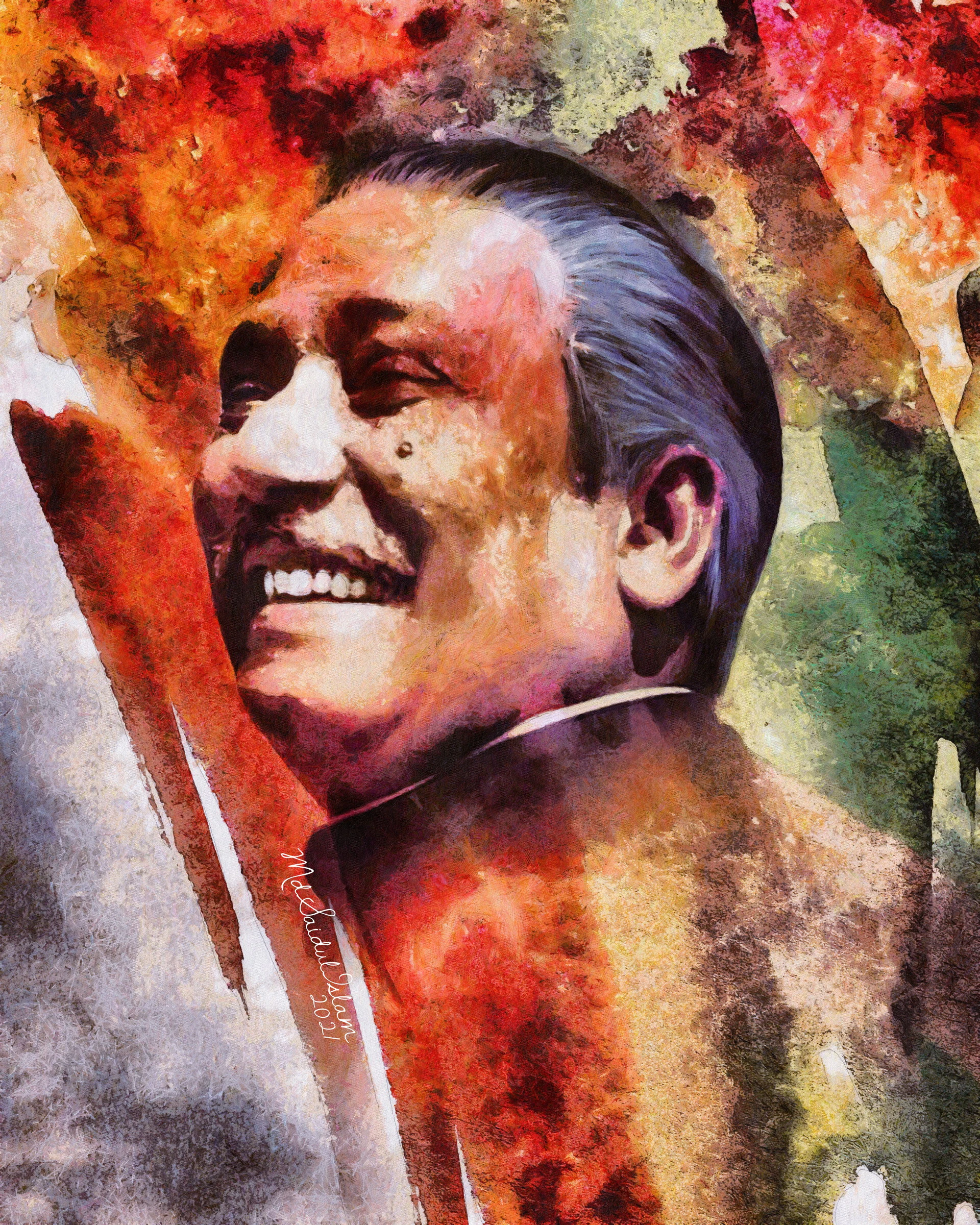 A digital portrait of the Father of the Nation, Bangabandhu Sheikh Mujibur Rahman