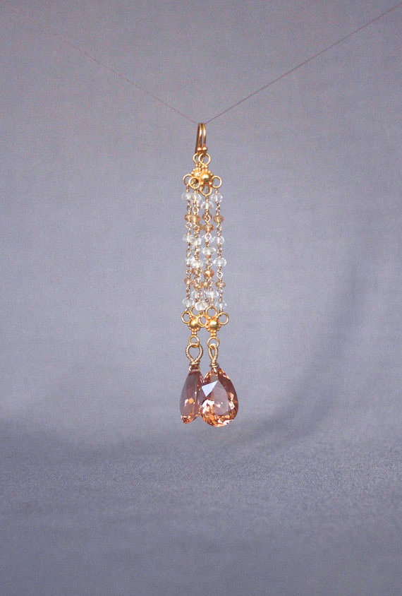 morganite chandelier earrings
