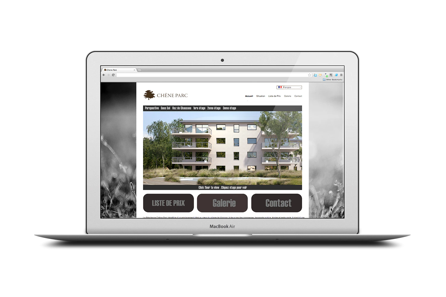 Website design and development for Chene Parc Residence