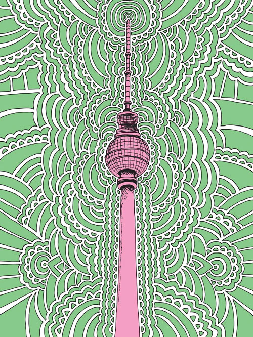 Fernsehturm Drawing Meditation - green