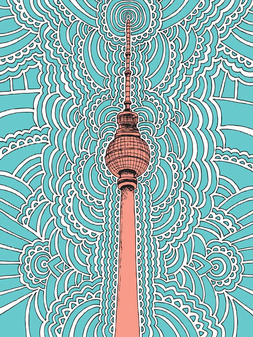 Fernsehturm Drawing Meditation - blue