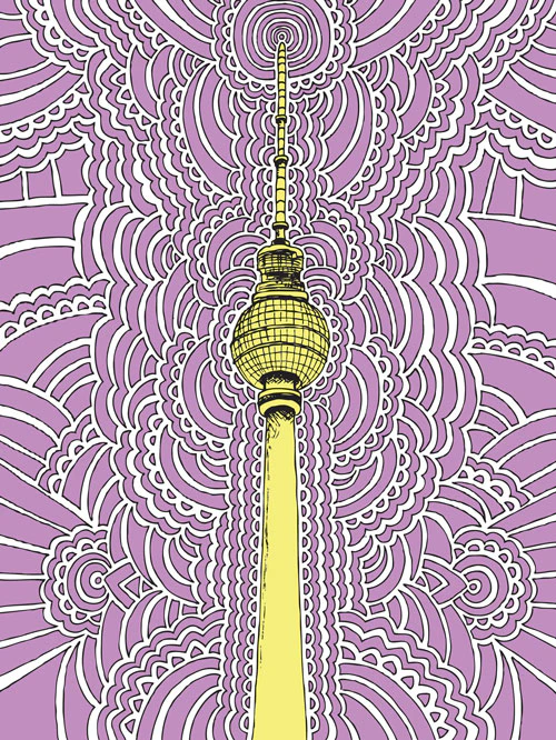 Fernsehturm Drawing Meditation - purple