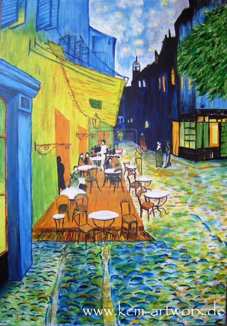 a reproduction of Van Gogh´s The Café Terrace on the Place du Forum, Arles, at Night, September 1888.