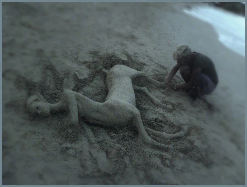 female centaurus /sand sculptre by forvitinn
