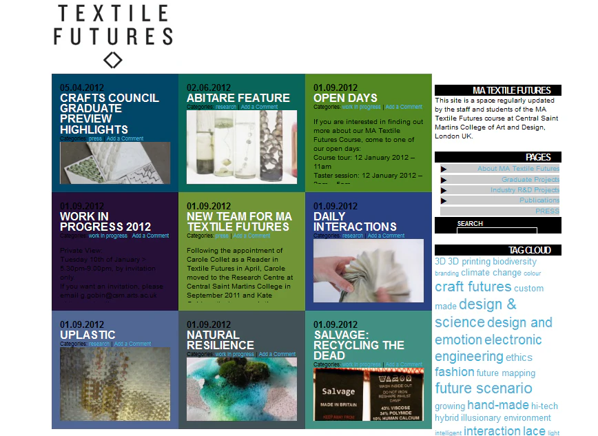 Textile Futures | Central Saint Martins College of Art and Design, London UK
