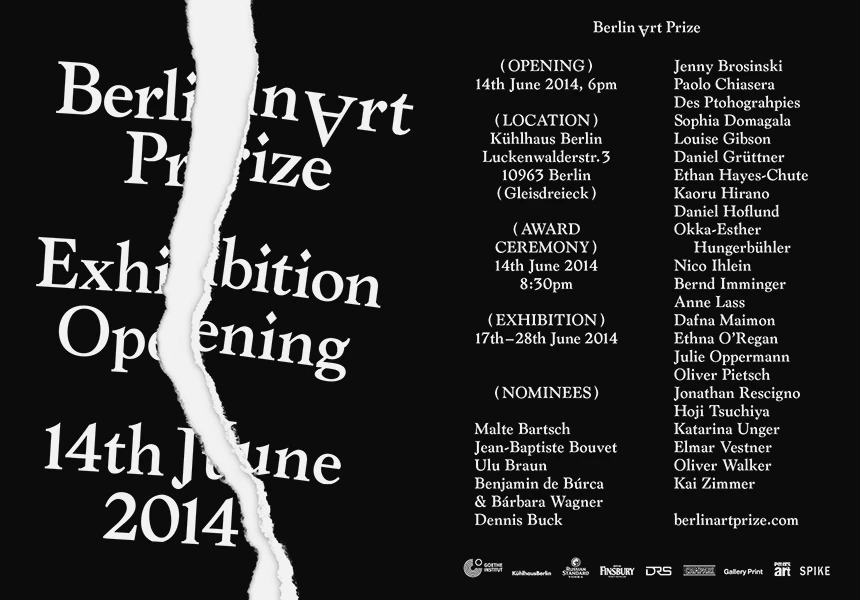 Invitation to the Berlin Art Prize Exhibition Opening and Award Ceremony